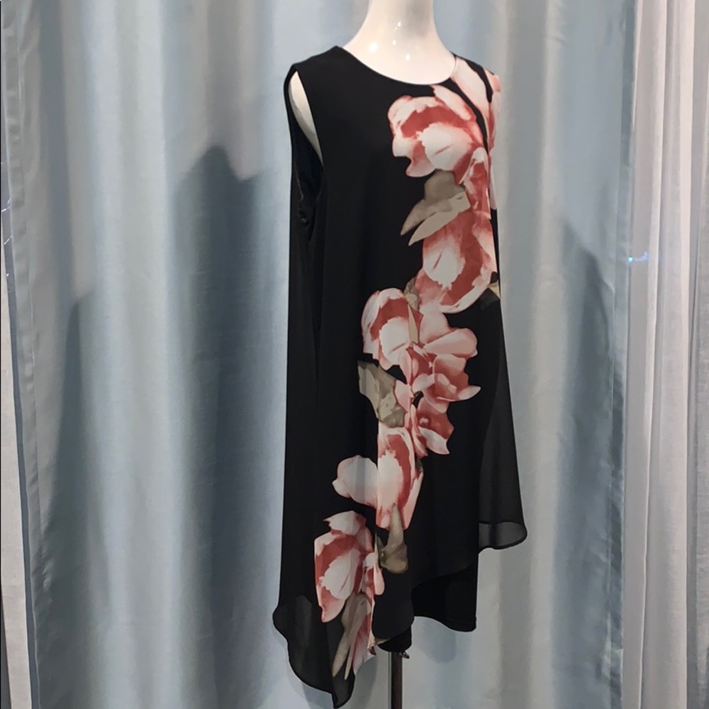 Peter Nygard Black Dress with Red Flowers